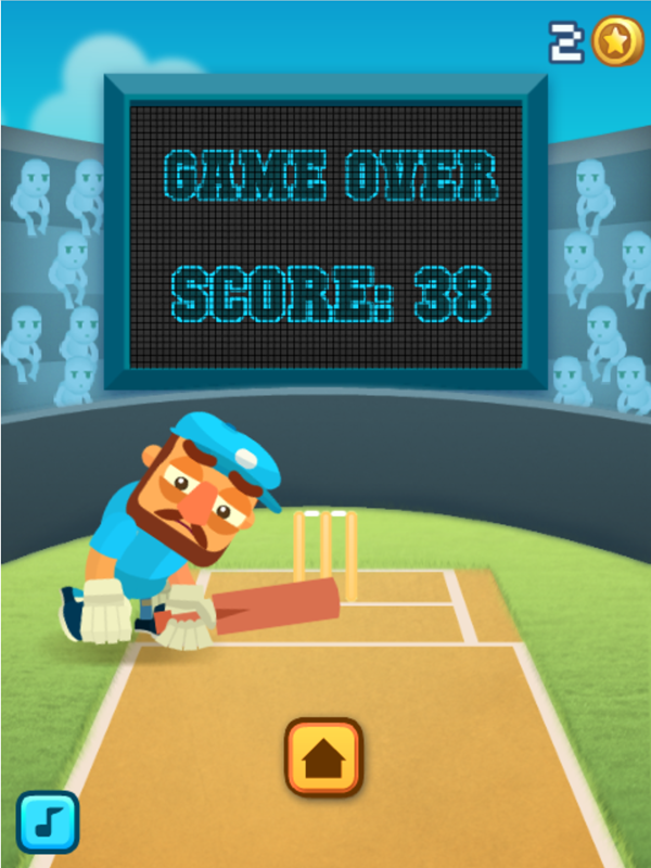 Cricket Hero Game Over Screenshot.