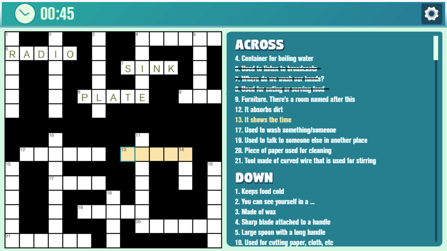 Crossword Casual Game Screenshot.