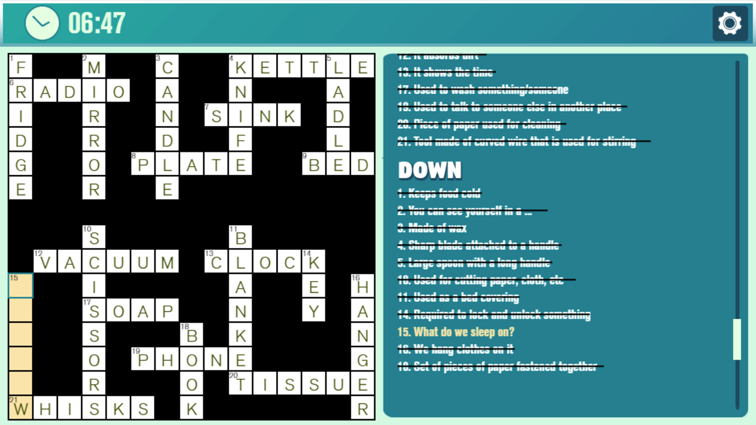 Crossword Casual Gameplay Screenshot.