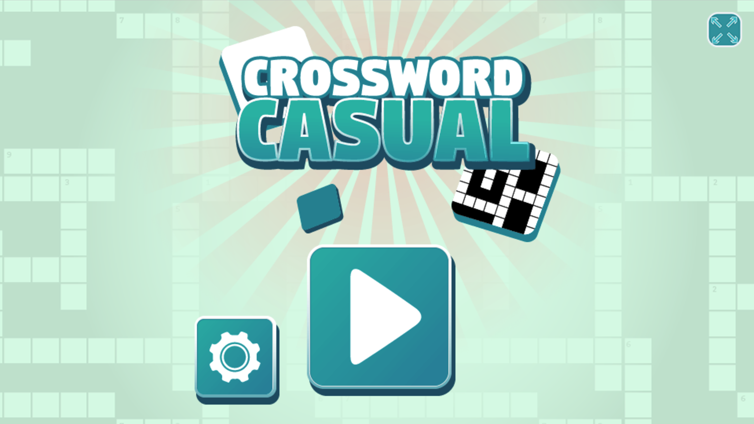 Crossword Casual Game Welcome Screen Screenshot.