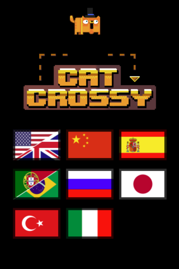 Crossy Cat Game Language Select Screen Screenshot.