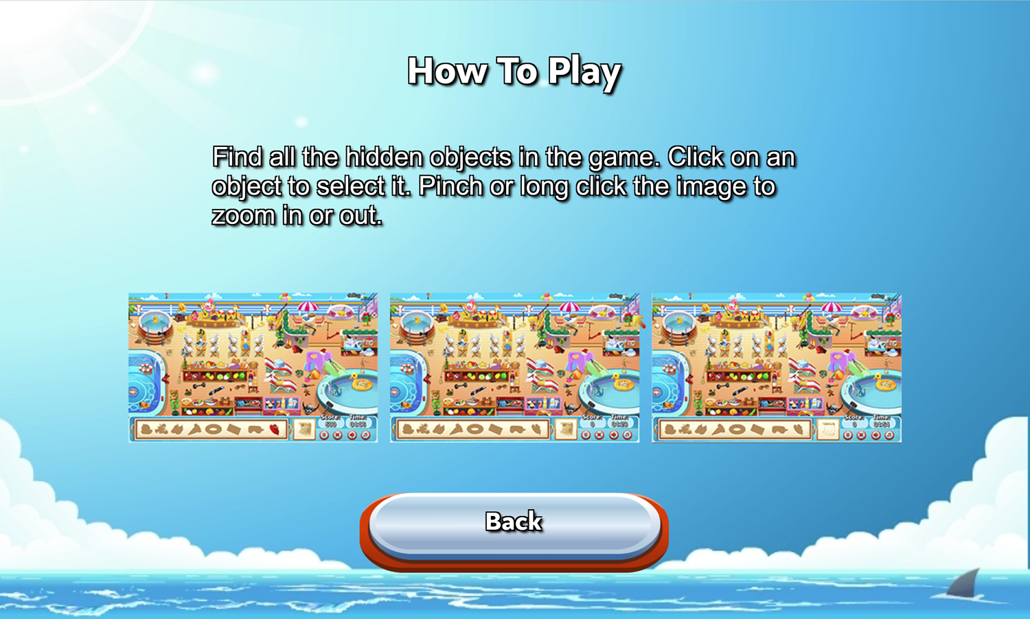 Cruise Ship Hidden Objects Game How to Play Screen Screenshot.