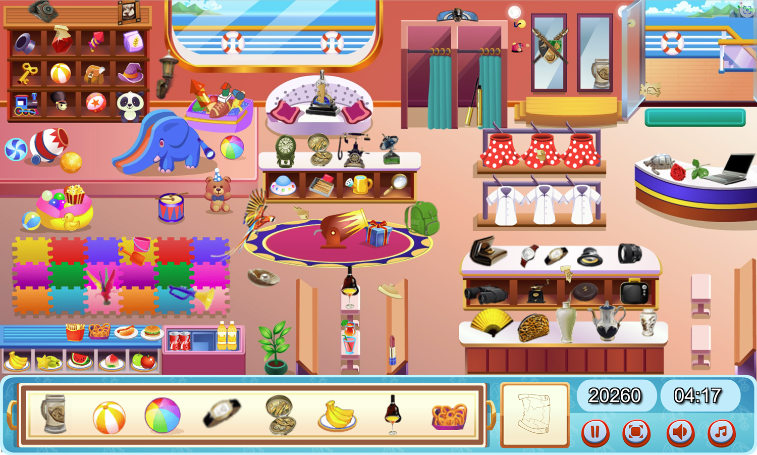 Cruise Ship Hidden Objects Game Play Room Screenshot.