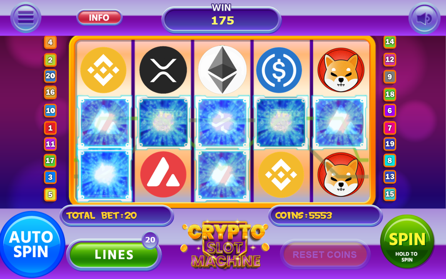 Crypto Slot Machine Game Pattern Screenshot.