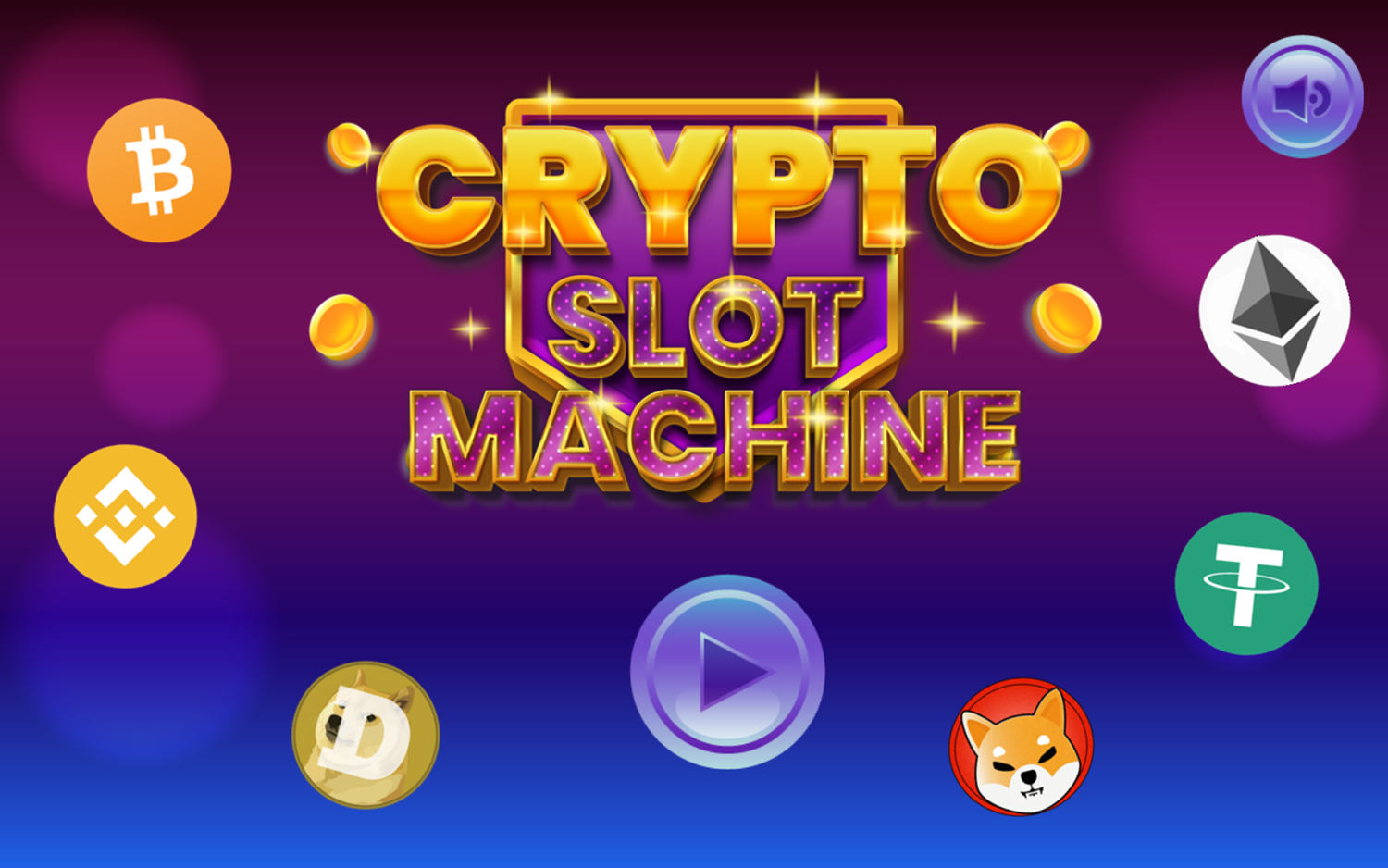 Crypto Slot Machine Game Welcome Screen Screenshot.