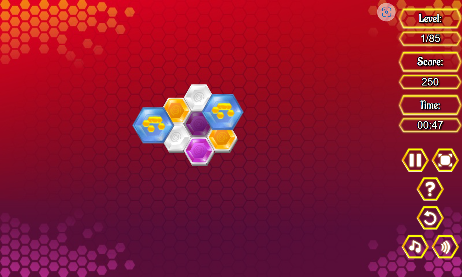 Crystal Hexajong Game Level Play Screenshot.