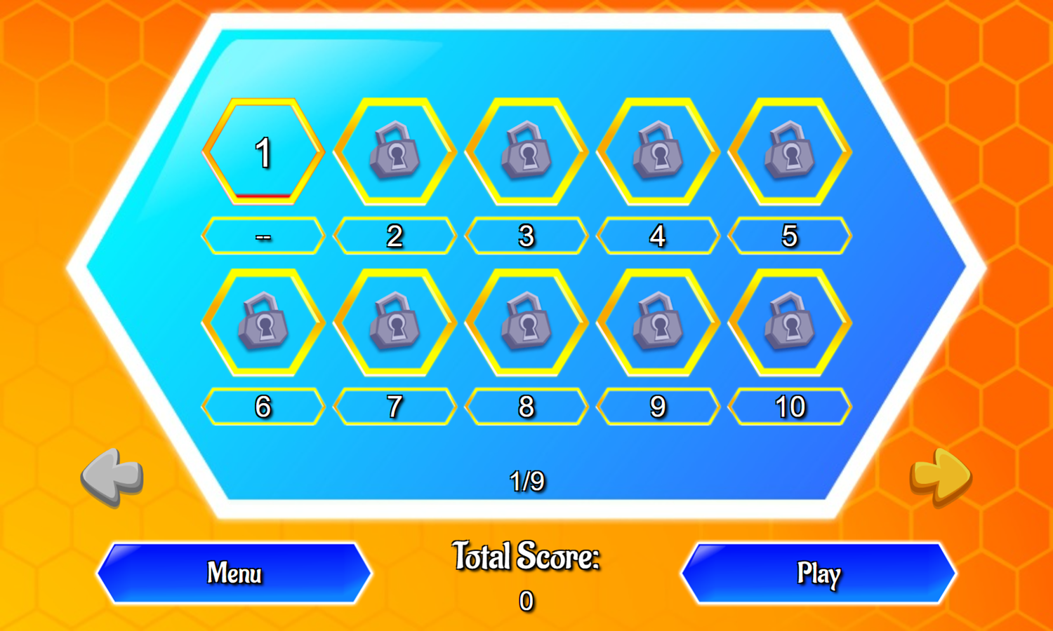 Crystal Hexajong Game Level Select Screenshot.