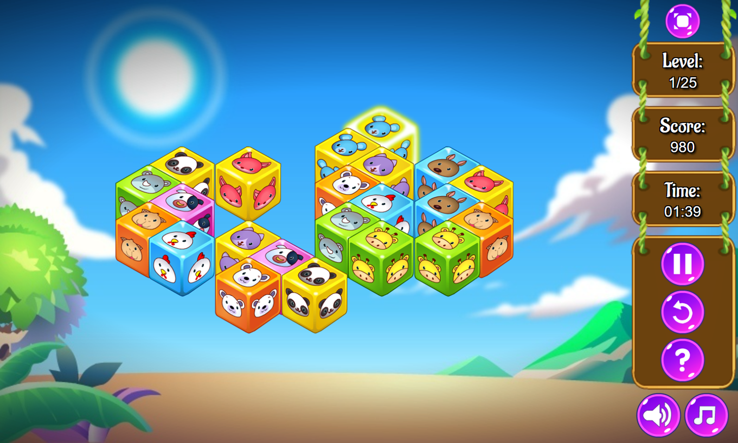 Cube Zoobies Game Level Play Screenshot.