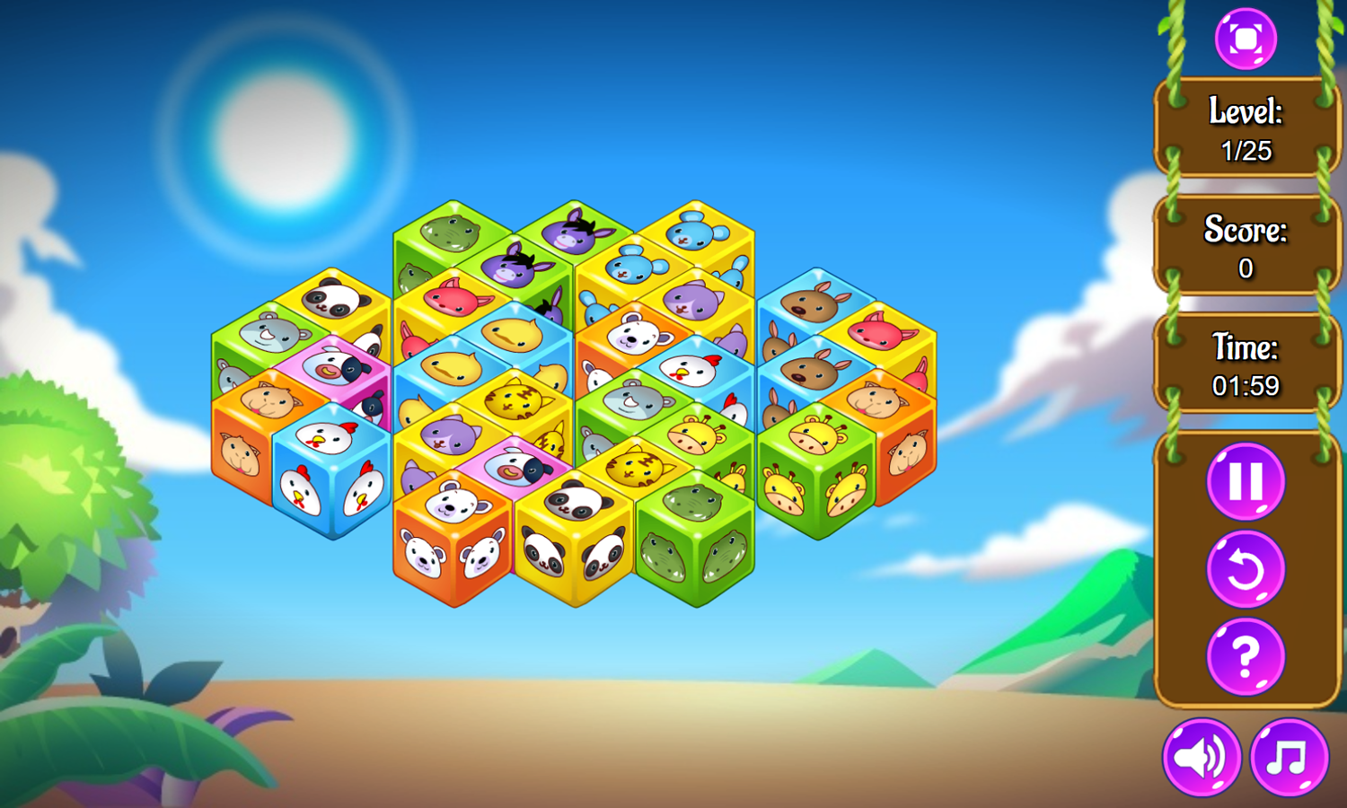 Cube Zoobies Game Level Start Screenshot.
