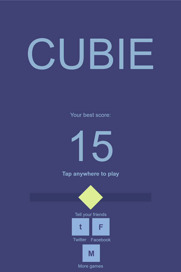 Cubie Game Welcome Screen Screenshot.