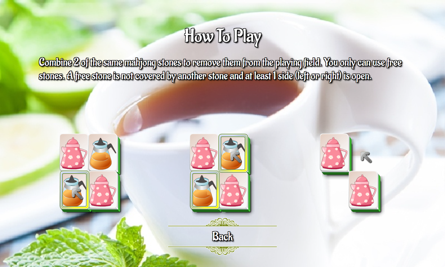 Cup of Tea Mahjong Game How To Play Screenshot.
