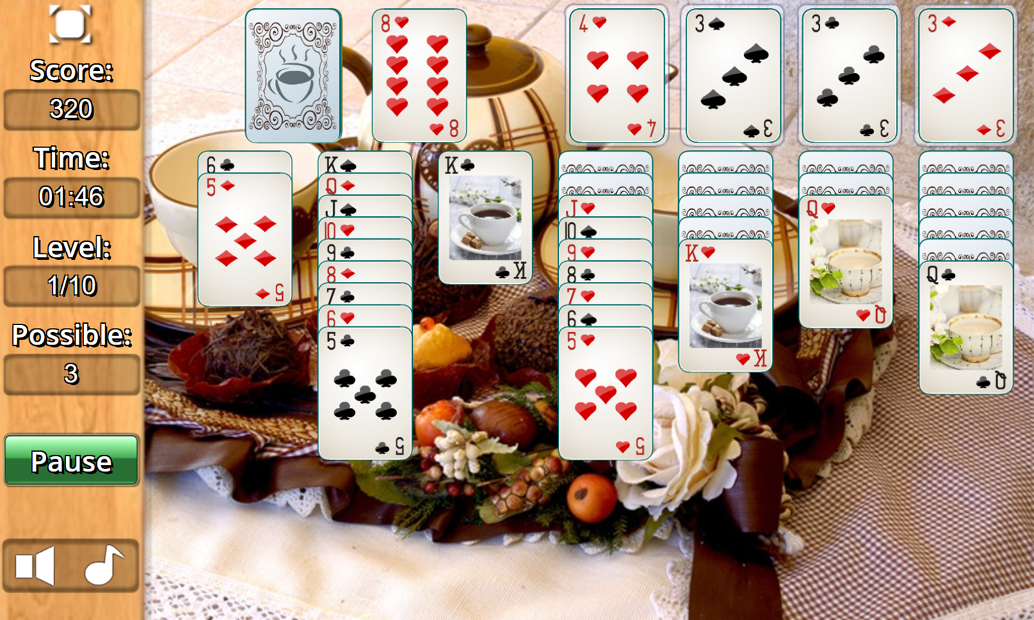 Cup of Tea Solitaire Game Play Screenshot.