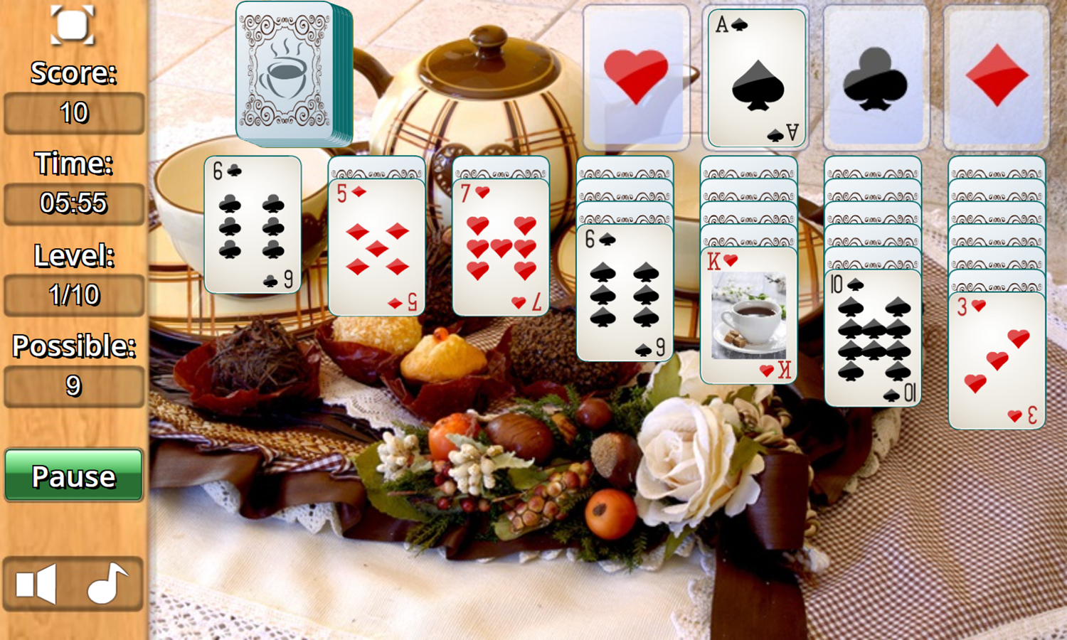 Cup of Tea Solitaire Game Start Screenshot.