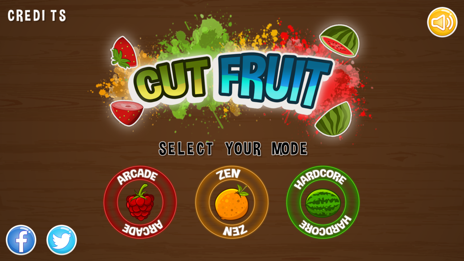 Cut Fruit Game Welcome Screen Screenshot.