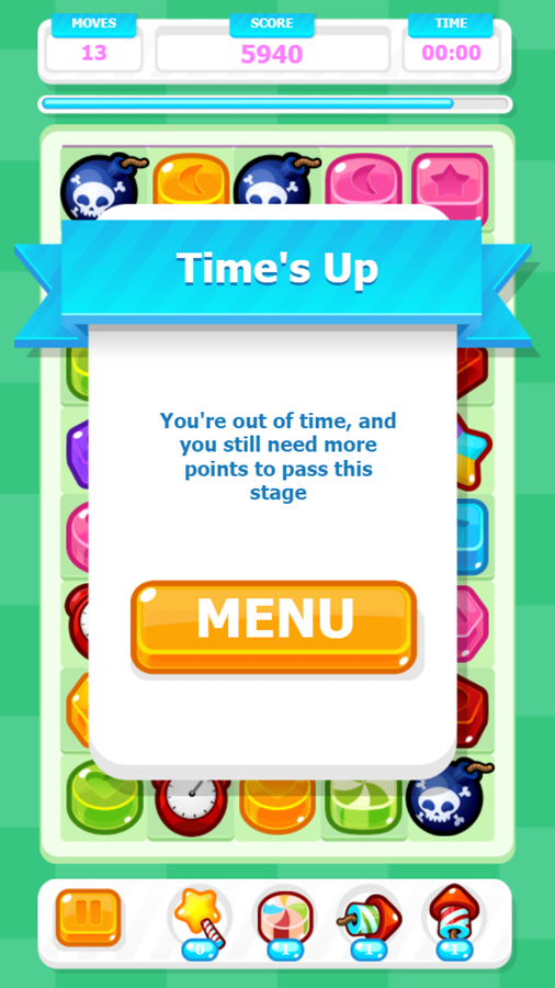 Cute Candy Game Time's Up Screenshot.