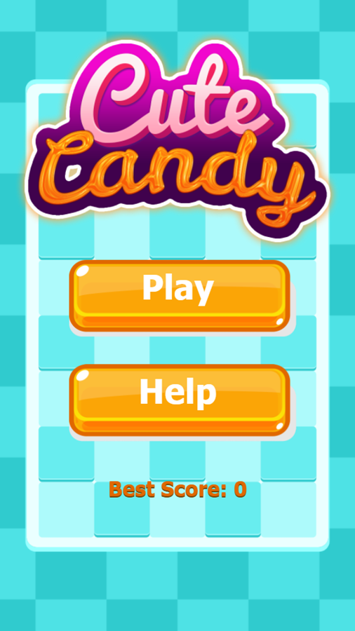Cute Candy Game Welcome Screen Screenshot.