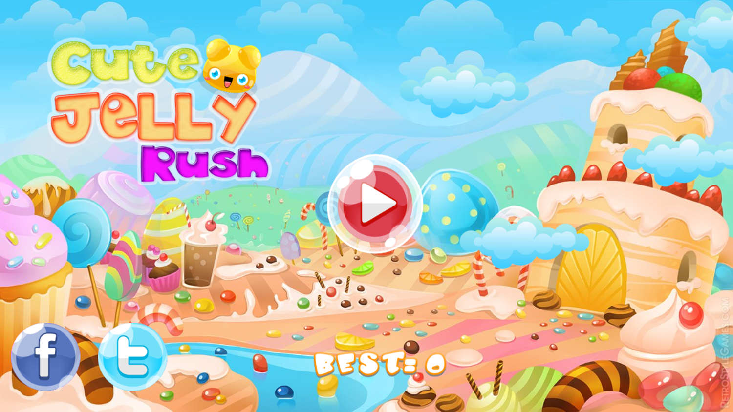 Cute Jelly Rush Game Welcome Screen Screenshot.