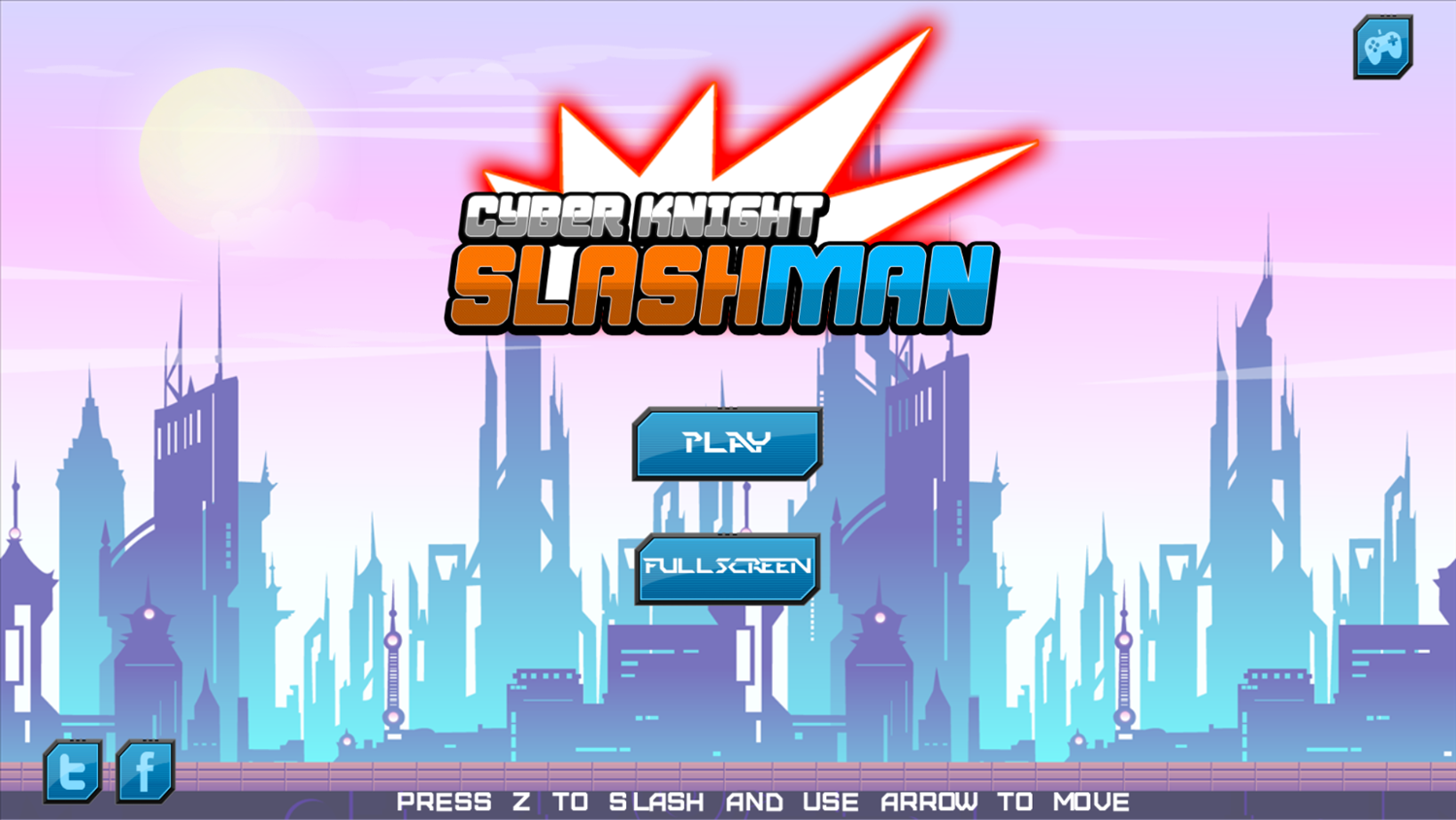 Cyber Knight Slashman Game Welcome Screen Screenshot.