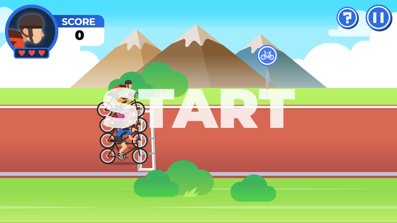 Cycling Hero Game Start Screenshot.