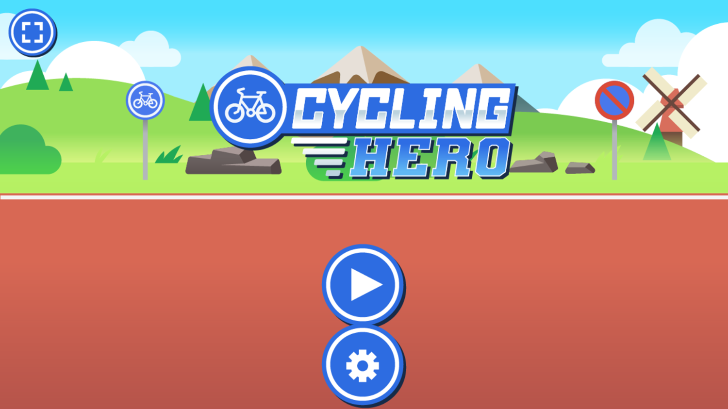 Cycling Hero Game Welcome Screen Screenshot.