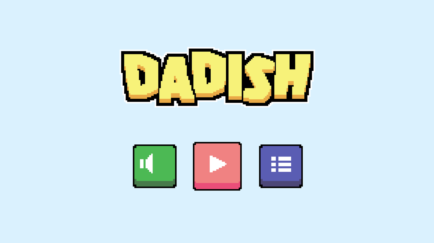 Dadish Game Welcome Screen Screenshot.