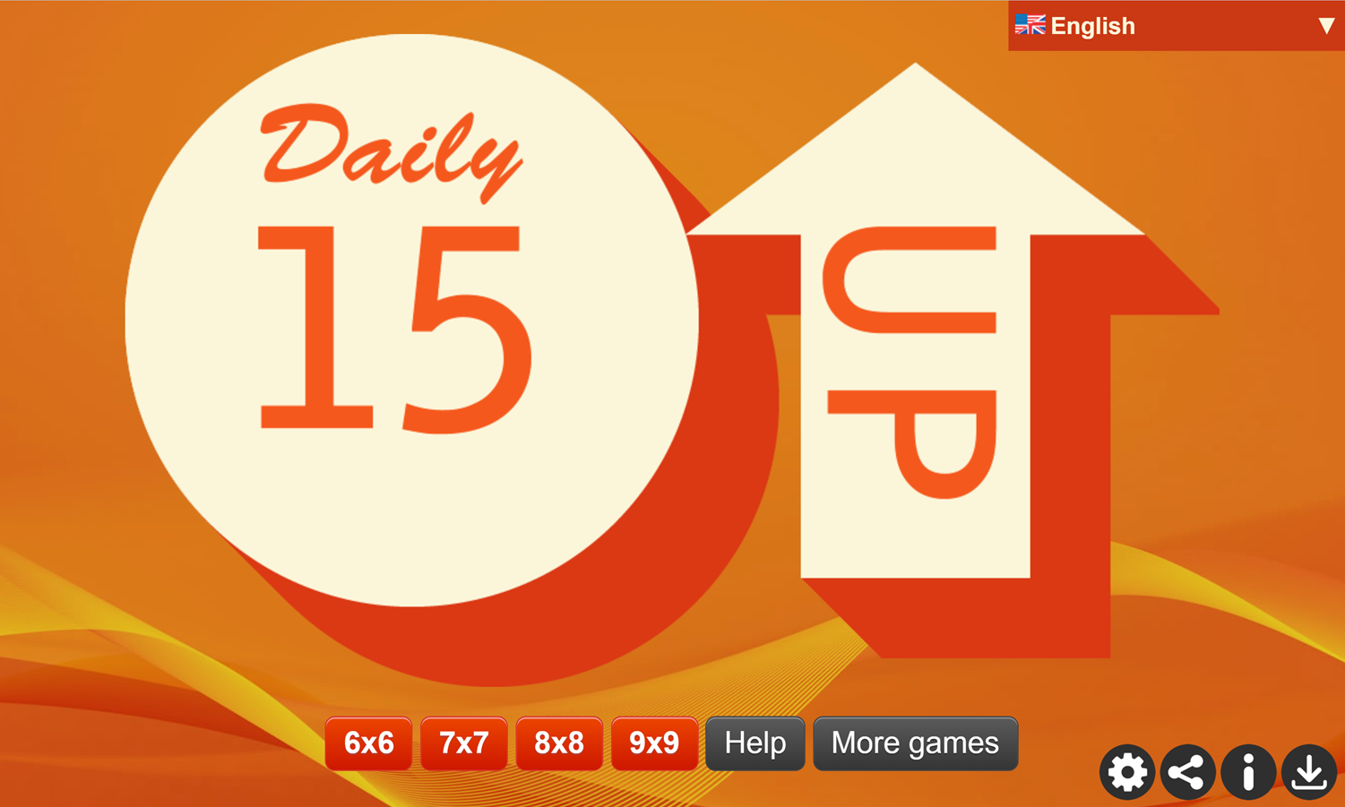 Daily 15 Up Game Welcome Screen Screenshot.