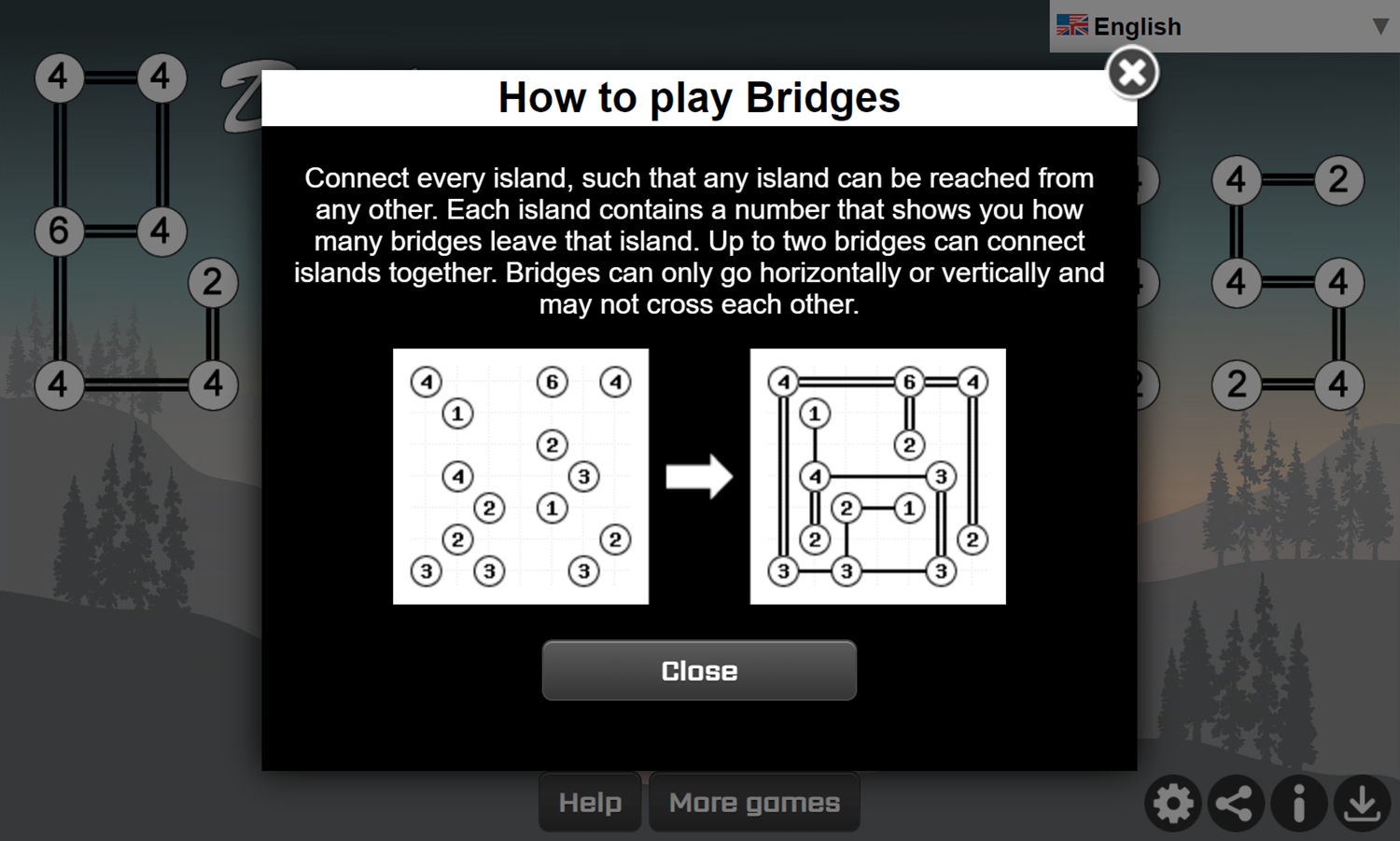 Daily Bridges Game How To Play Screenshot.