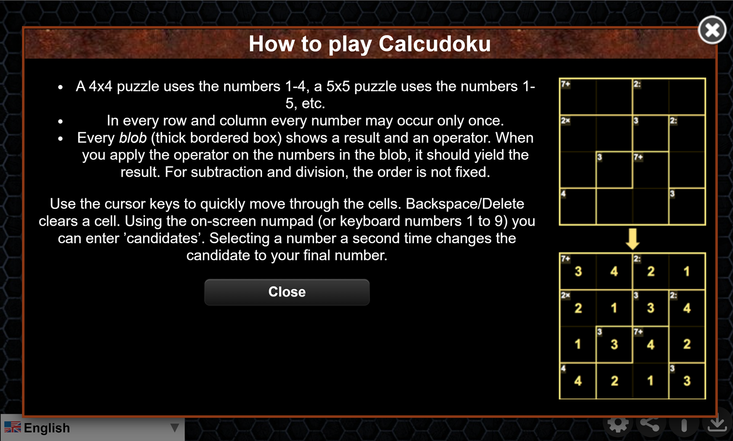 Daily Calcudoku Game How to Play Screen Screenshot.