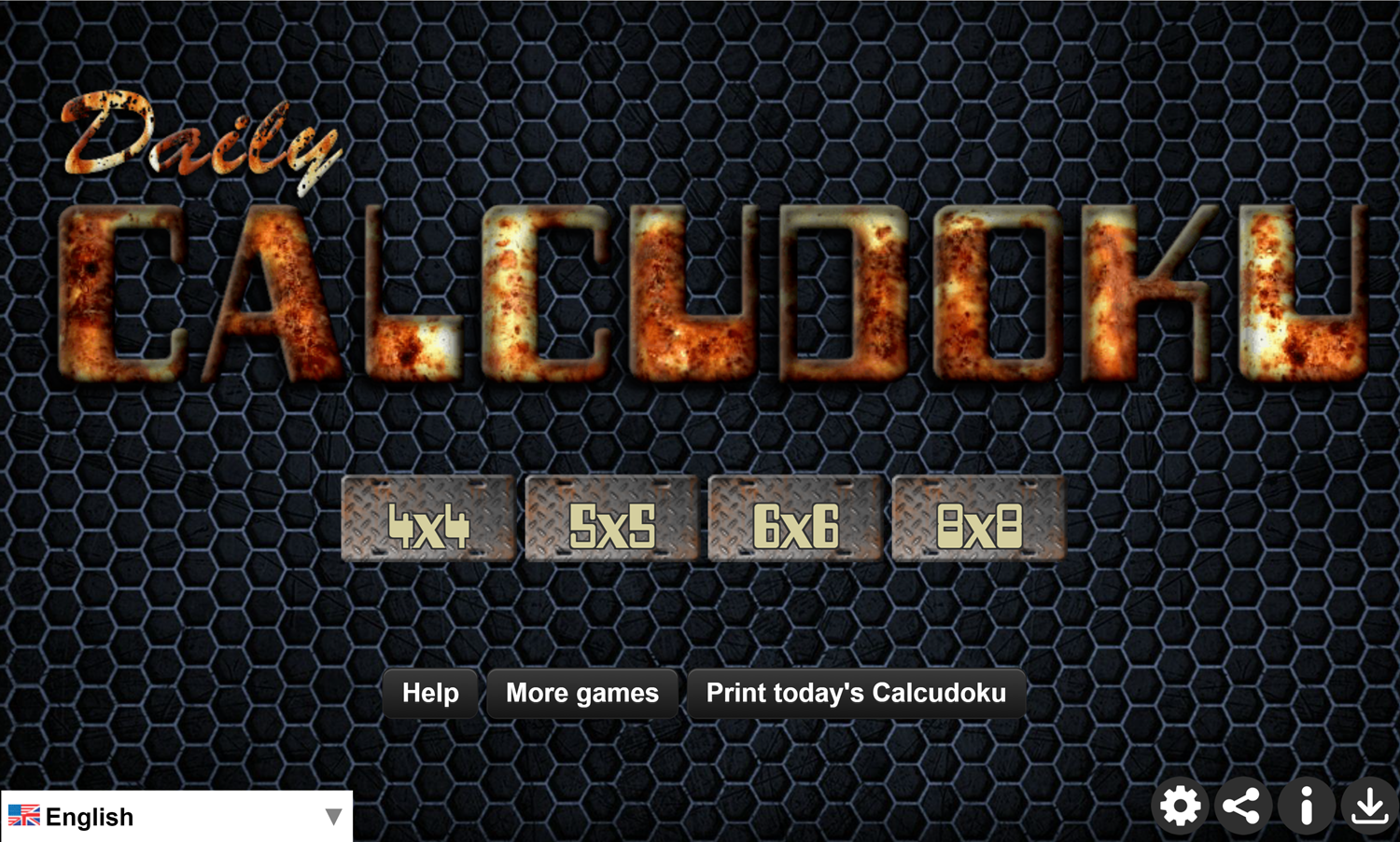 Daily Calcudoku Game Welcome Screen Screenshot.