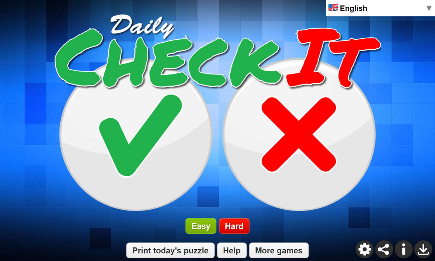Daily Check It Game Welcome Screen Screenshot.