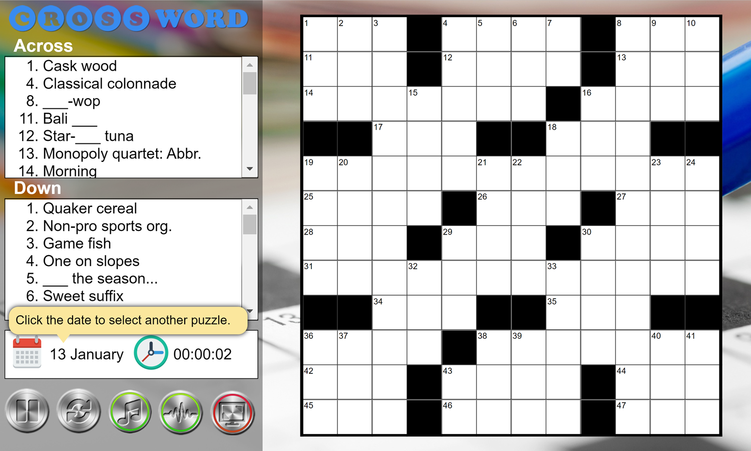 Daily Crossword Game Screenshot.
