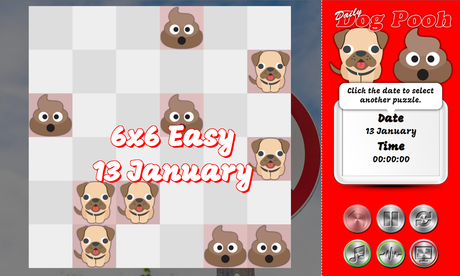 Daily Dog Pooh Game Start Screenshot.