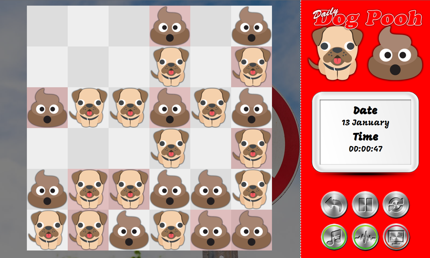 Daily Dog Pooh Game Solving Puzzle Screenshot.