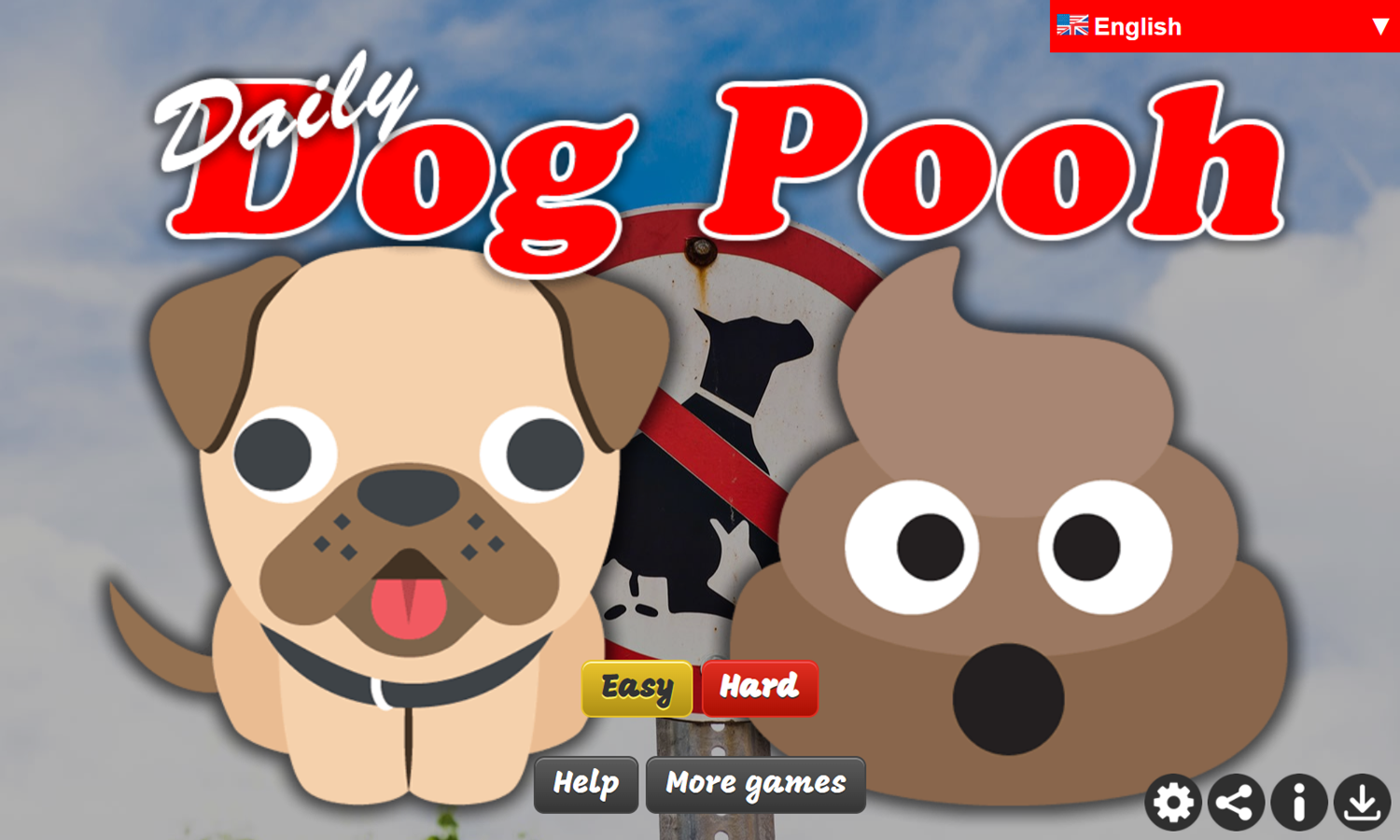 Daily Dog Pooh Game Welcome Screen Screenshot.