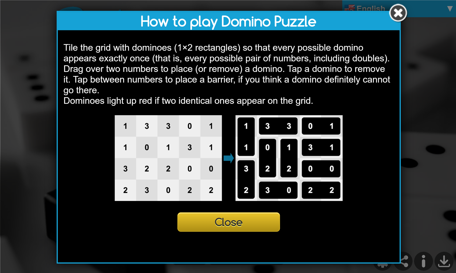 Daily Domino Puzzle Game How to Play Screen Screenshot.