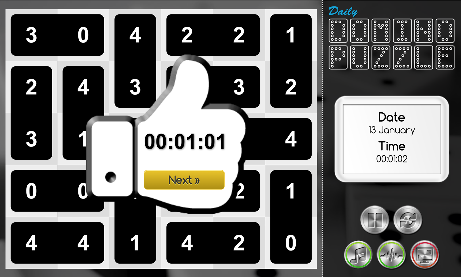 Daily Domino Puzzle Game Level Beat Screen Screenshot.