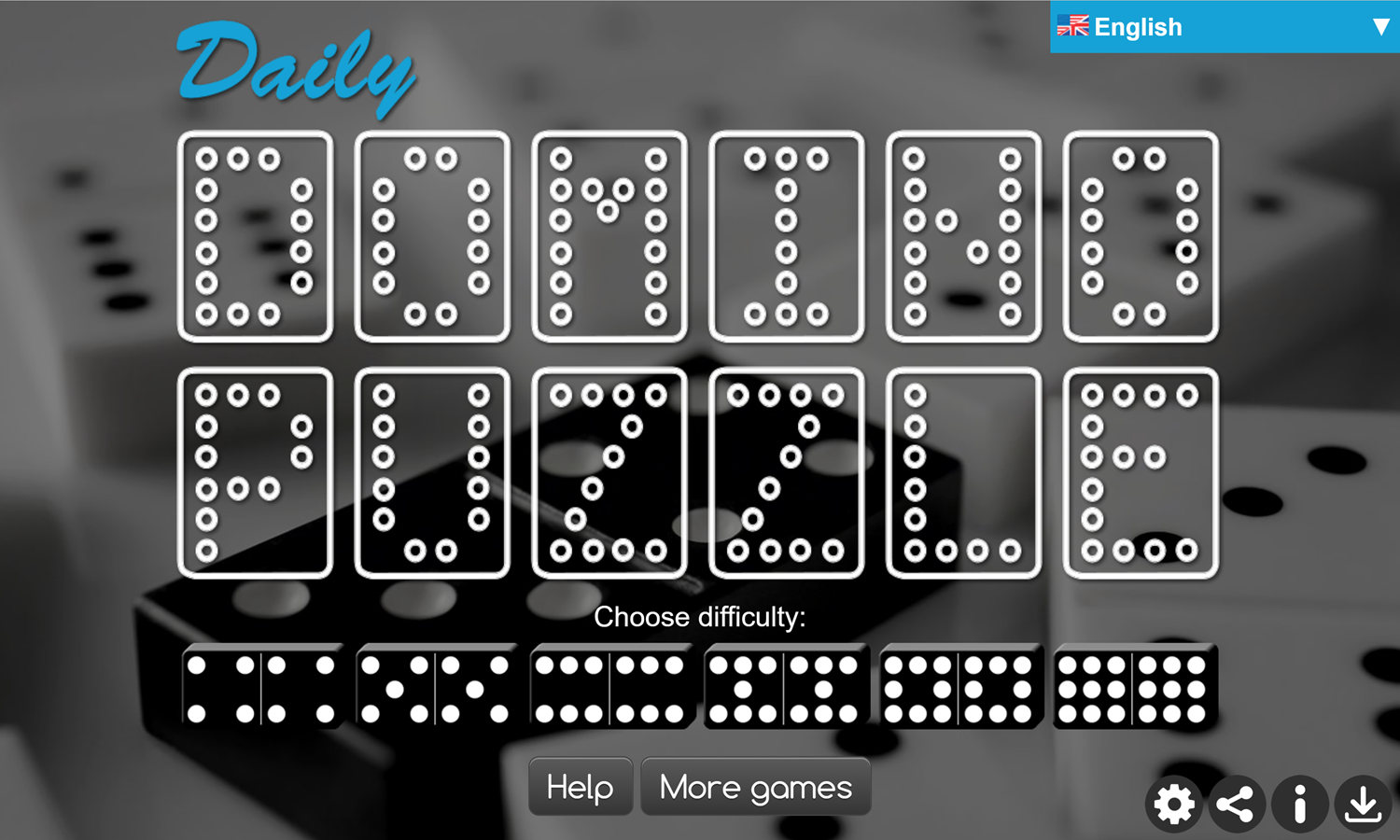 Daily Domino Puzzle Game Welcome Screen Screenshot.