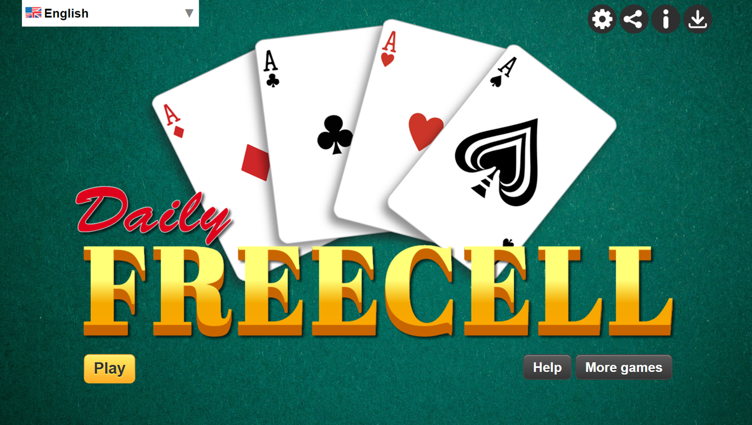 Daily Freecell Game Welcome Screen Screenshot.