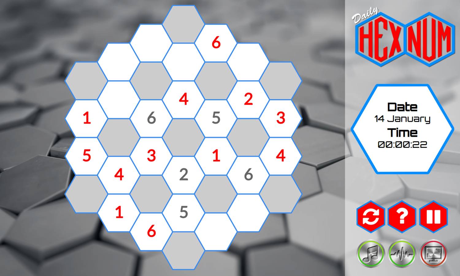 Daily Hex Num Game Solving Puzzle Screenshot.