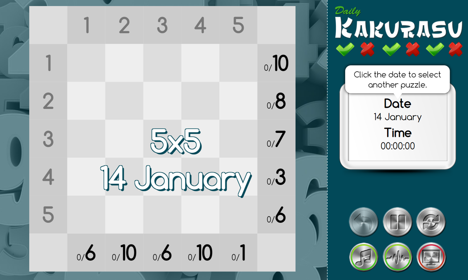 Daily Kakurasu Game Start Screenshot.