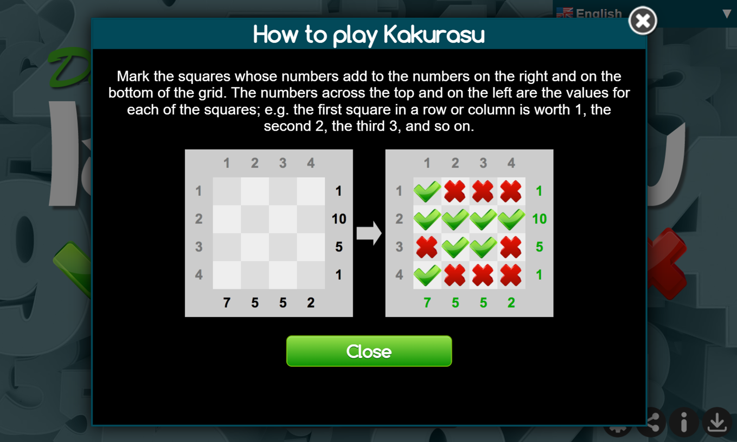 Daily Kakurasu Game How To Play Screenshot.