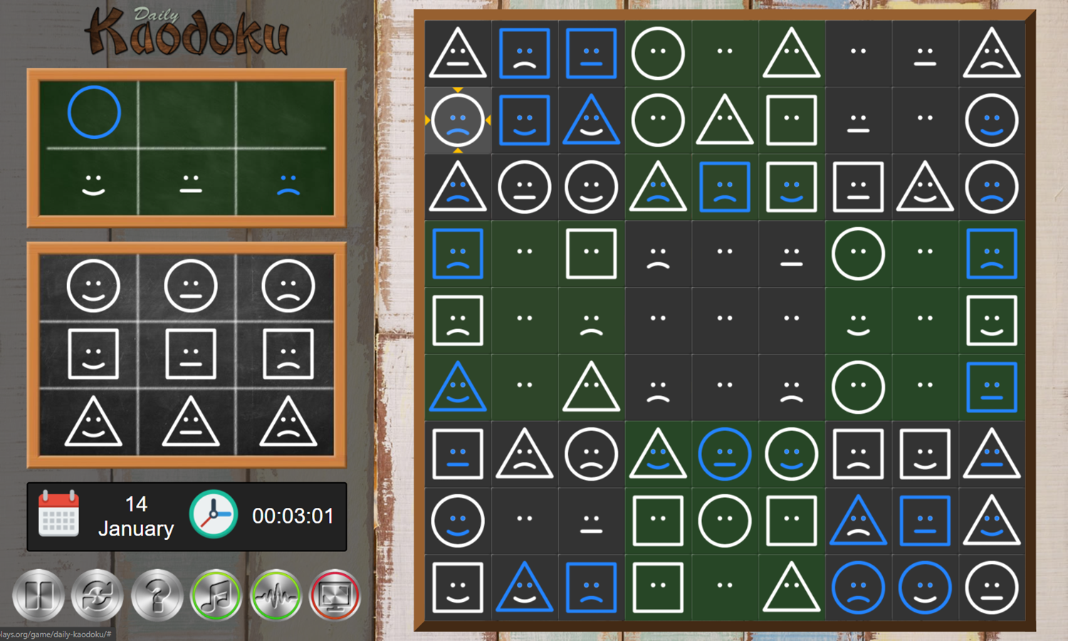 Daily Kaodoku Game Solving Puzzle Screenshot.