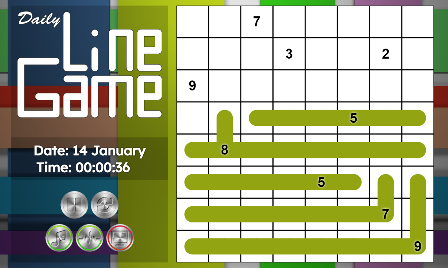 Daily Line Game Solving Puzzle Screenshot.