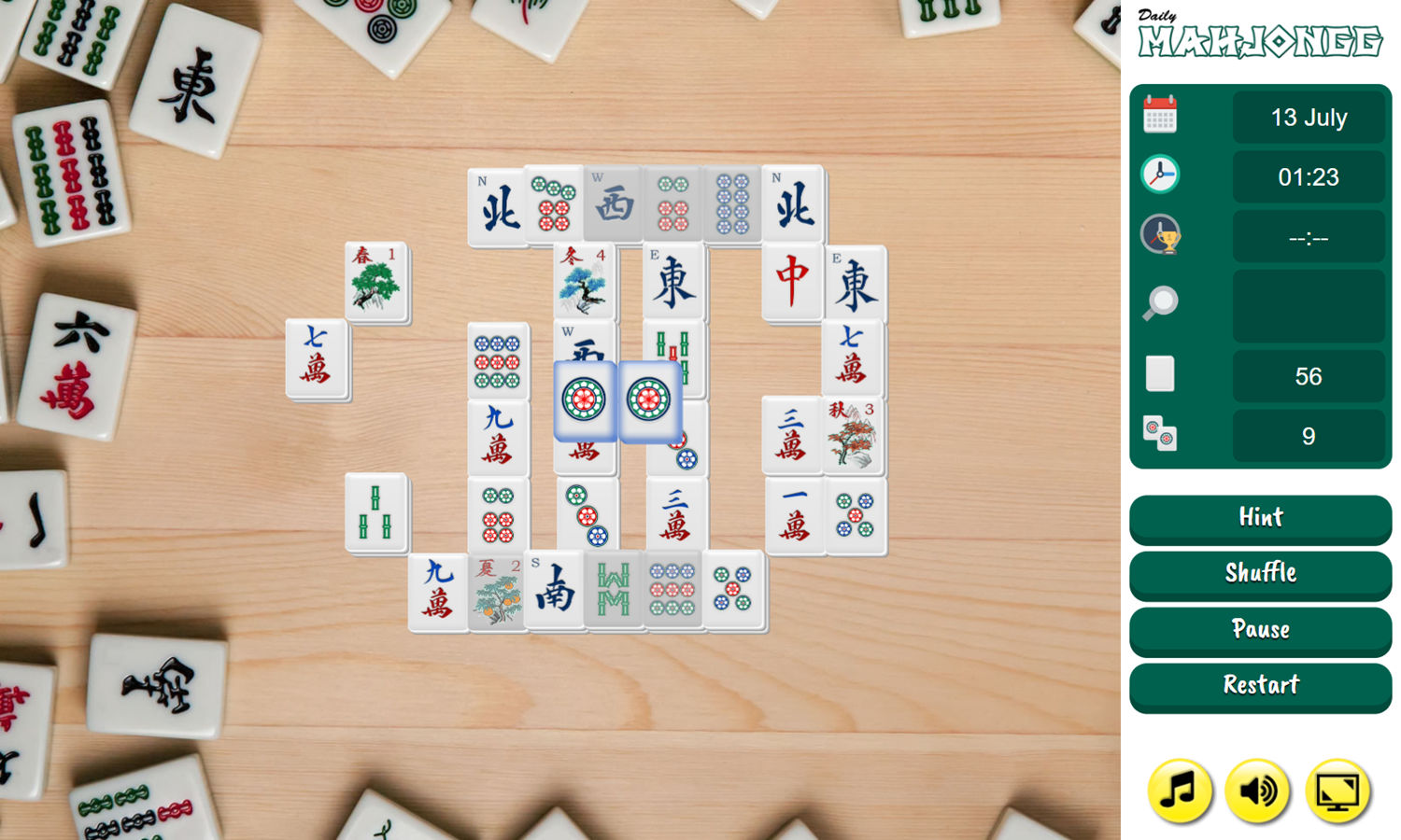 Daily Mahjongg Game Play Screenshot.