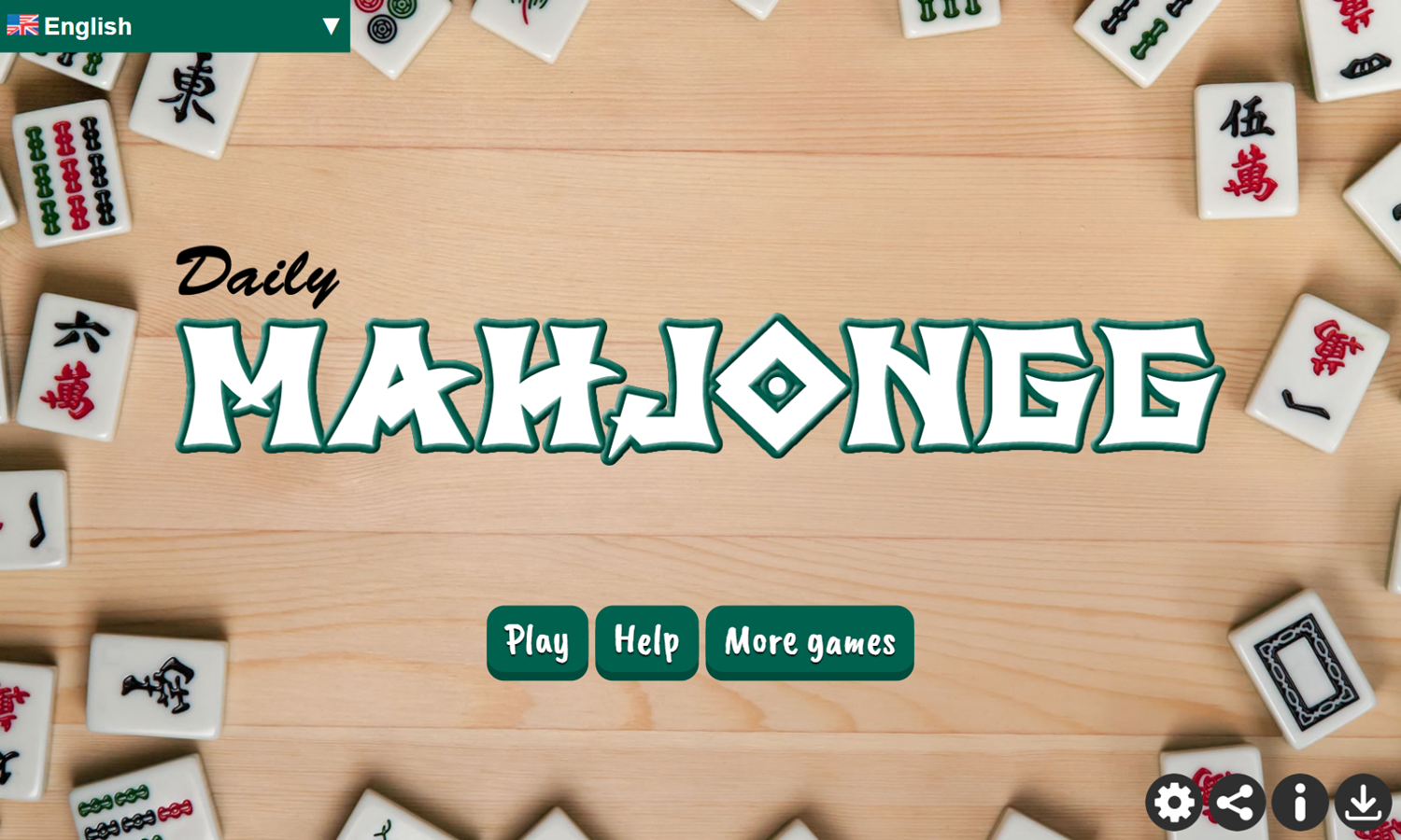 Daily Mahjongg Game Welcome Screen Screenshot.