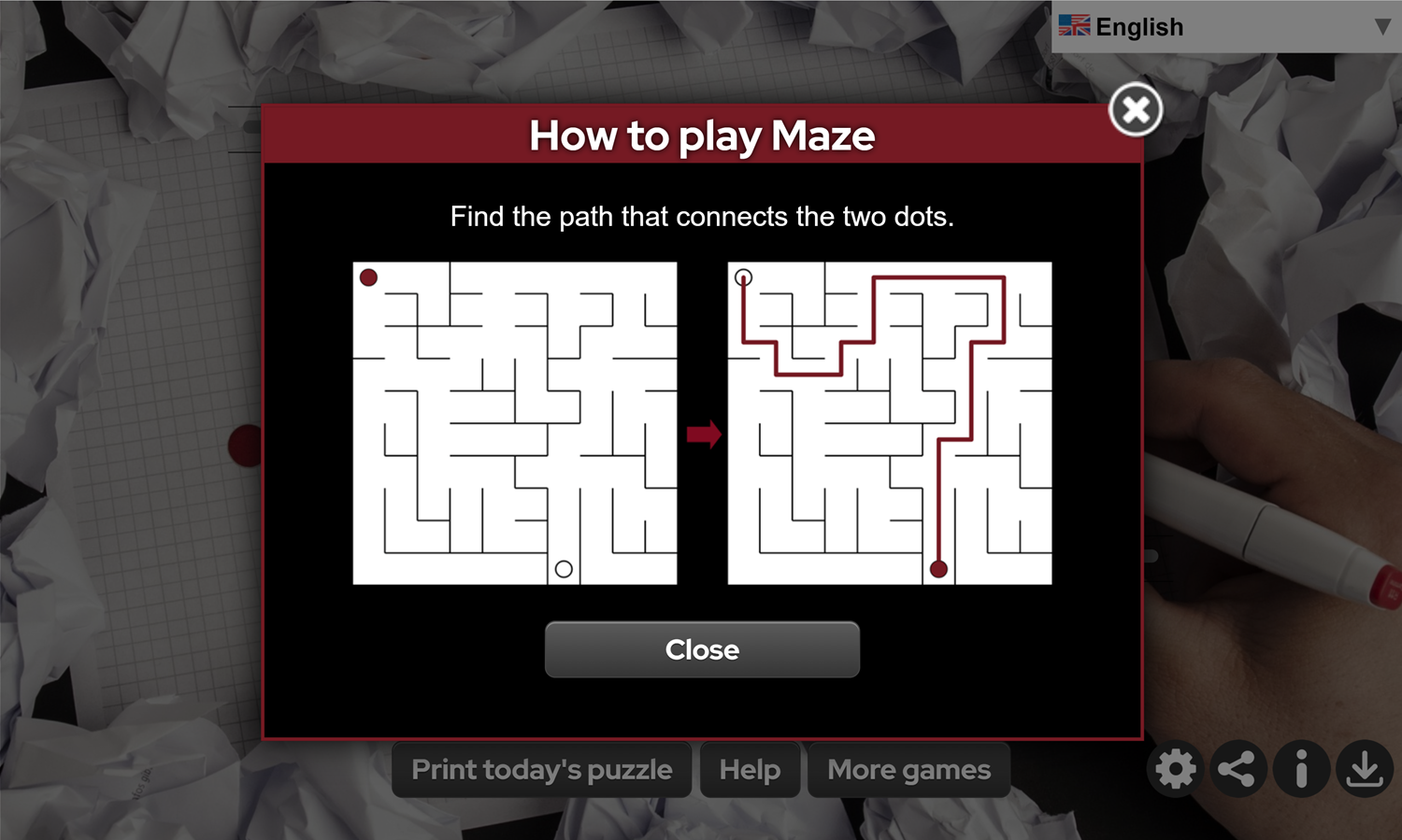 Daily Maze Game How to Play Screen Screenshot.