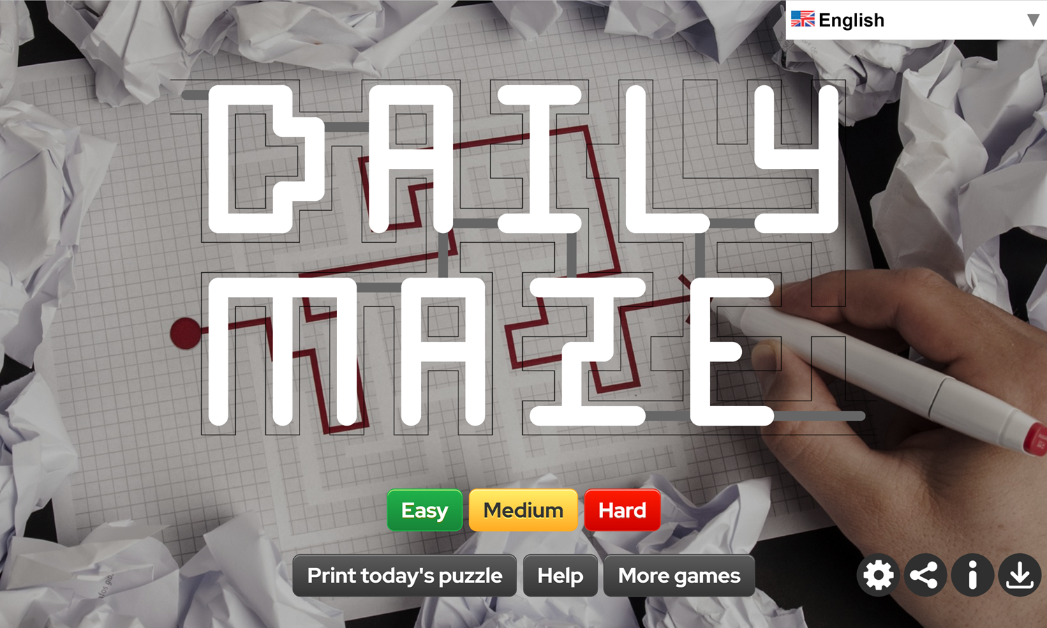 Daily Maze Game Welcome Screen Screenshot.