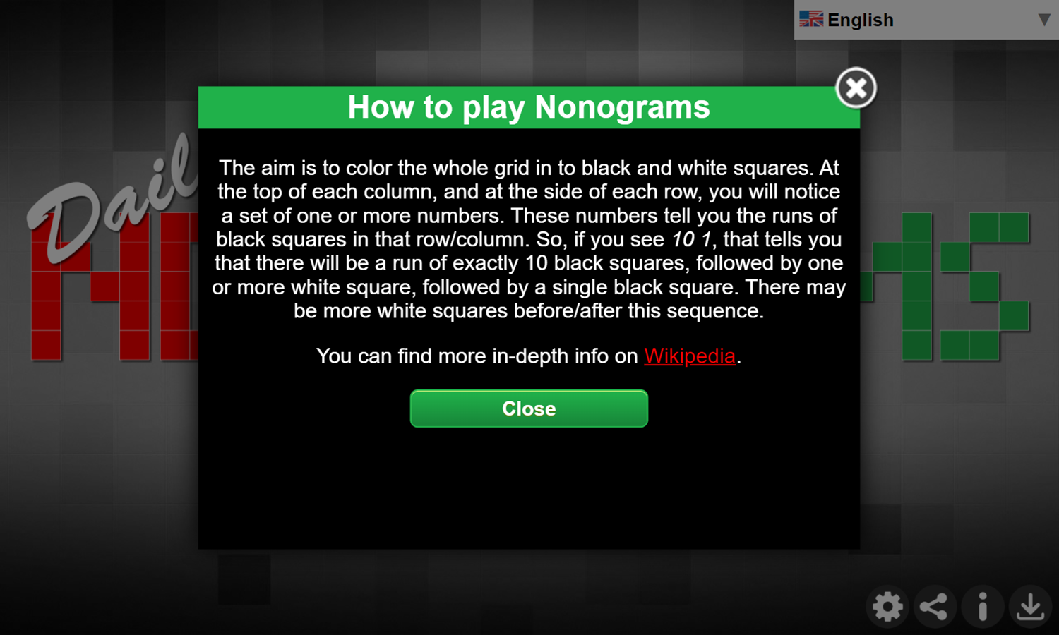 Daily Nonograms Game How To Play Screenshot.