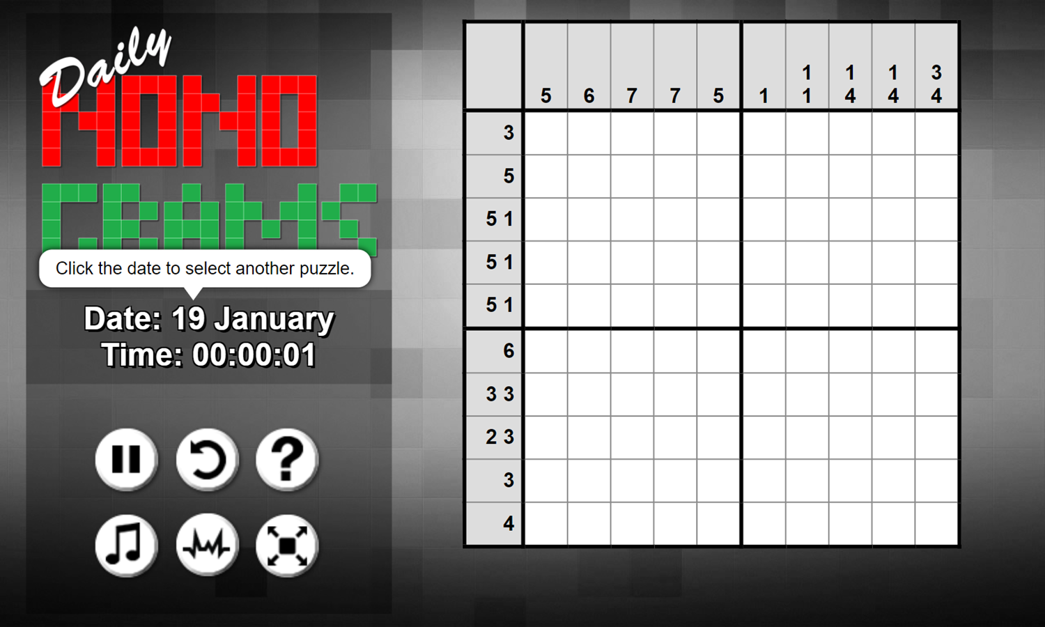 Daily Nonograms Game Puzzle Start Screenshot.