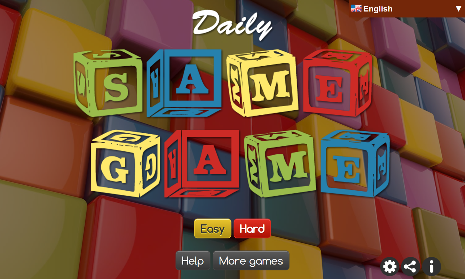 Daily Same Game Welcome Screen Screenshot.